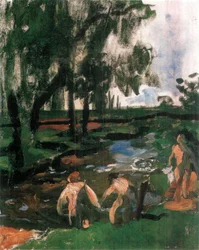Summer Bathing Boys Sketch